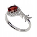 Ring aus Sterlingsilber mit natürlichen Granat Zirkonia Größe 17