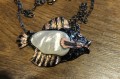 Silberkette Perlmutt Saphir 925 Fisch