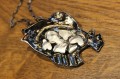 Silberkette Perlmutt Saphir 925 Fisch
