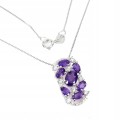 Silberkette natürliche Amethyste Zirkonia 24