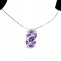 Silberkette natürliche Amethyste Zirkonia 24