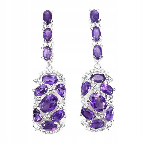 925 Silber Ohrringe natürliche Amethyste Zirkonia 2