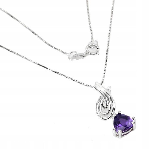 Sterling Silber zarte Halskette natürlicher Amethyst 925