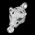 925er Sterlingsilber zarter AAA Zirkonia Tiger Anhänger
