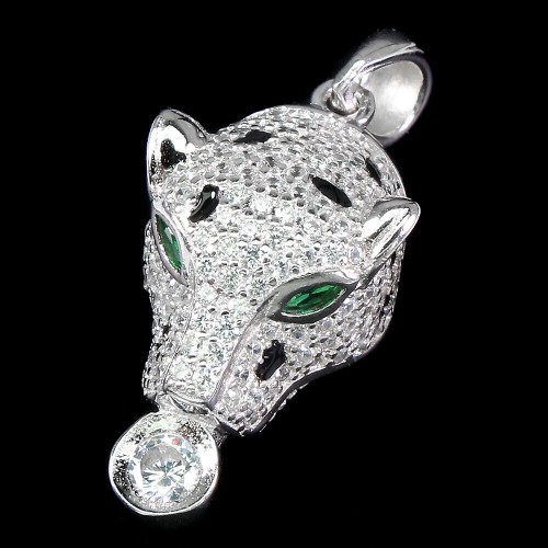 925er Sterlingsilber zarter AAA Zirkonia Tiger Anhänger