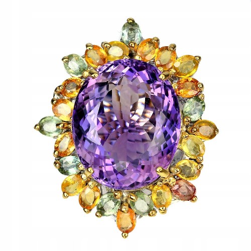 925 Ring Größe 18 22,42 ct Amethyst Saphir Songea