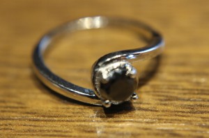 Ring schwarzer Diamant 0,72 ct Silber Größe 13,5