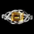 Ring natürliche Citrin Zirkonia Größe 19 Silber