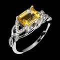 Ring natürliche Citrin Zirkonia Größe 19 Silber