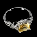 Ring natürliche Citrin Zirkonia Größe 19 Silber