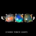 Zarter Ring aus Sterlingsilber mit Feueropalen Größe 14