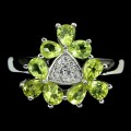 Natürlicher Olivin Ring Größe 11,5 Silber Zirkonia