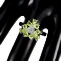 Natürlicher Olivin Ring Größe 11,5 Silber Zirkonia