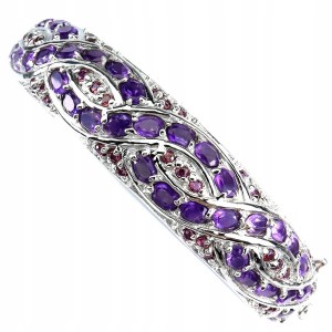 Armband aus 925er Silber mit natürlichen Granat Amethysten
