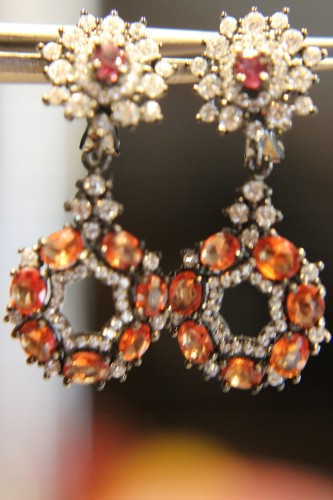 (925) Silberohrringe mit Saphiren und Zirkonia  2