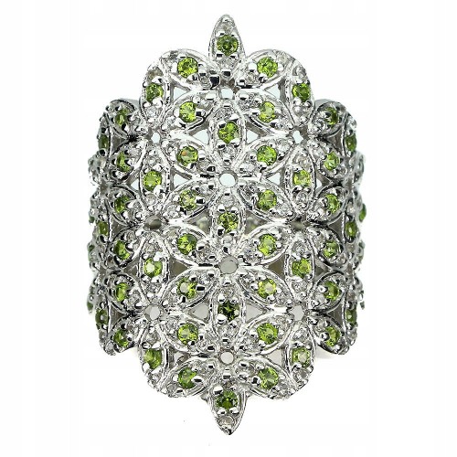 Ring natürliche Diopside weißer Topas Größe 19