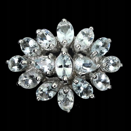 Silberring mit natürlichen Aquamarinen Größe 13,5