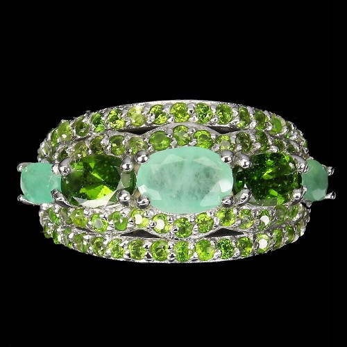 Ring natürliche Diopside Smaragde Größe 16,5