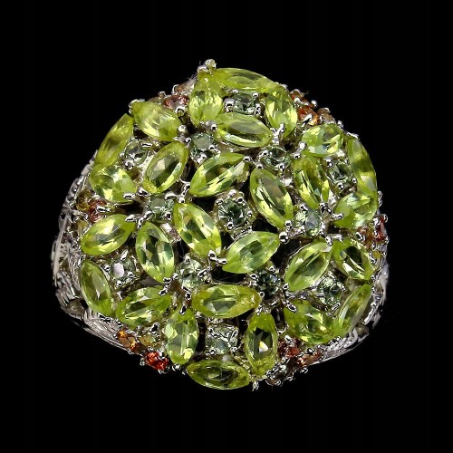 Ring 925er Sterlingsilber mit Olivin Songea-Saphiren Größe 16