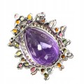 Brosche natürlicher 29,12 ct Amethyst Turmalin Saphir