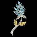 Brosche Silber natürliche Diopside Topas Swiss Blume