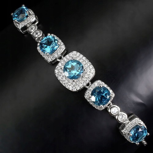 925 Natürlicher Topas London Zirkonia Armband