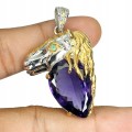 Anhänger 925 natürliches 23,91 ct Amethyst Saphire Pferd