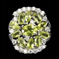Natürlicher Olivin Ring Größe 14,5 silberne Zirkonia