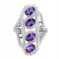 Ring Größe 13 natürliche Amethyste Zirkonia 925