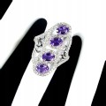 Ring Größe 13 natürliche Amethyste Zirkonia 925