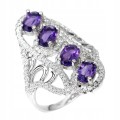 Ring Größe 13 natürliche Amethyste Zirkonia 925