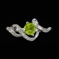 Ring Größe 17 natürliche Peridot Silber Zirkonia