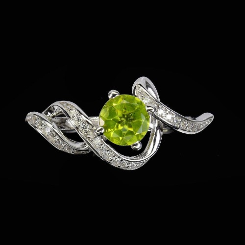 Ring Größe 17 natürliche Peridot Silber Zirkonia