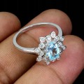 Ring Größe 19 Sterlingsilber Sky Blue Topaz Zirkonia
