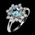 Ring Größe 19 Sterlingsilber Sky Blue Topaz Zirkonia