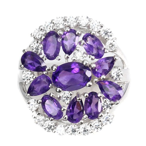 Ring 925 natürliche Amethyste Zirkonia Größe 15