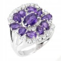 Ring 925 natürliche Amethyste Zirkonia Größe 15