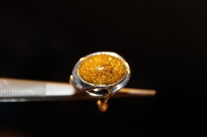 Natürlicher bernsteingrüner Ring Größe 15