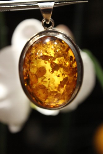 925 Silber natürlicher Cognac Bernstein Anhänger
