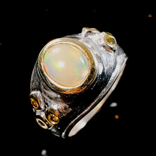 Künstlerischer Ring Feueropal Zirkonia Größe 11