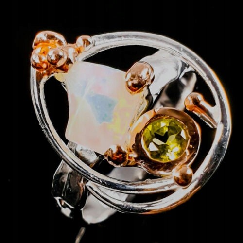 Kunstring Peridot Feueropal Größe 16