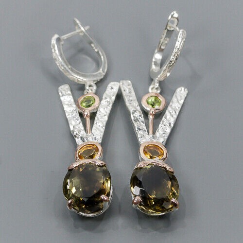 925 Künstlerische Ohrringe Zitronenquarz Citrin 2