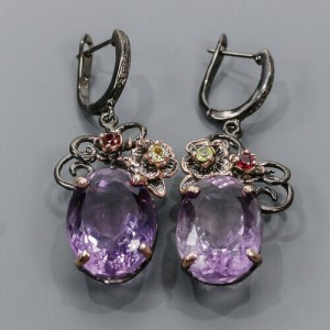 Künstlerische Amethyst Ohrringe Olivin Granate 2