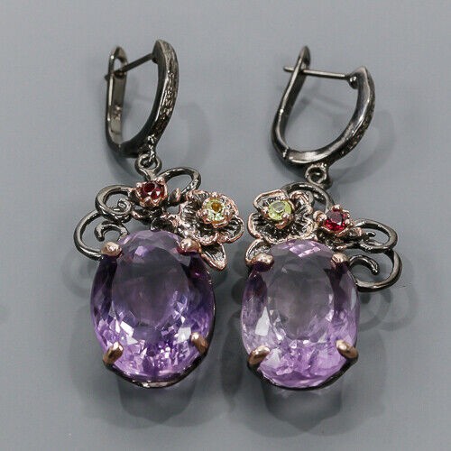 Künstlerische Amethyst Ohrringe Olivin Granate 2