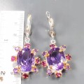 Künstlerische Silberohrringe Granat Amethyste 2