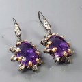 925 Künstlerische Ohrringe Amethyste Topas natur 2