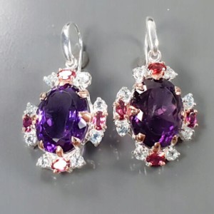 Künstlerische Ohrringe AAA 40ct Amethyste Granat 2