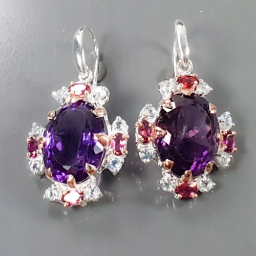Künstlerische Ohrringe AAA 40ct Amethyste Granat 2