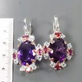 Künstlerische Ohrringe AAA 40ct Amethyste Granat 2