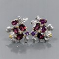 925 Artistic Sterling Silber Ohrringe Granat Amethyste 2